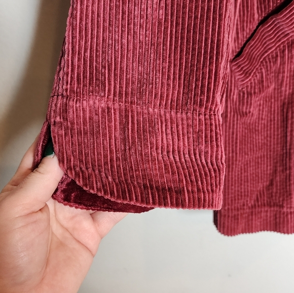 J. Jill Corduroy Red Wine Maroon Pleat Back Button Front Jacket Size Large - Picture 8 of 16